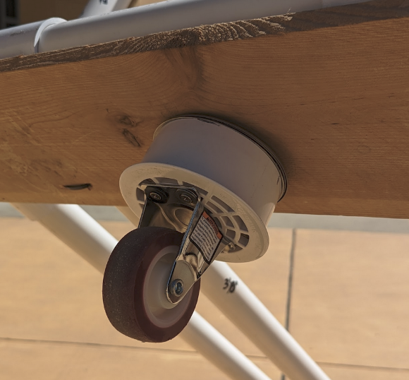 Bottom view of the tiller mechanism